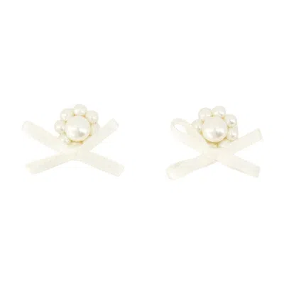 Simone Rocha Petite Daisy Earrings In White