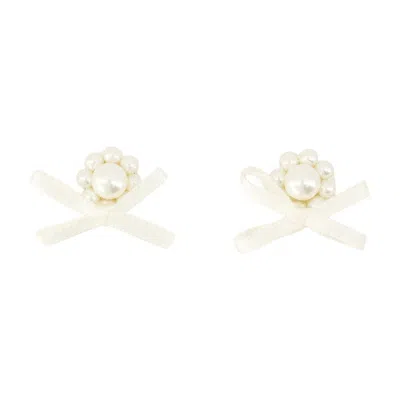 Simone Rocha Pearl-embellished Bow Earrings In White