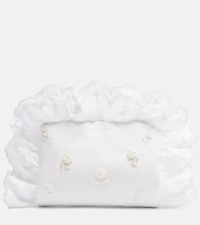 Simone Rocha Pillowcase Embellished Ruffled Clutch In White