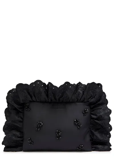 Simone Rocha Pillowcase Embroidered Padded Clutch In Black