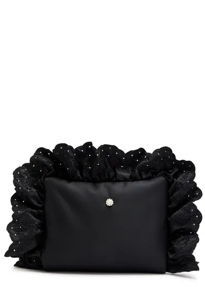 Simone Rocha Pillowcase Embroidered Padded Clutch In Black