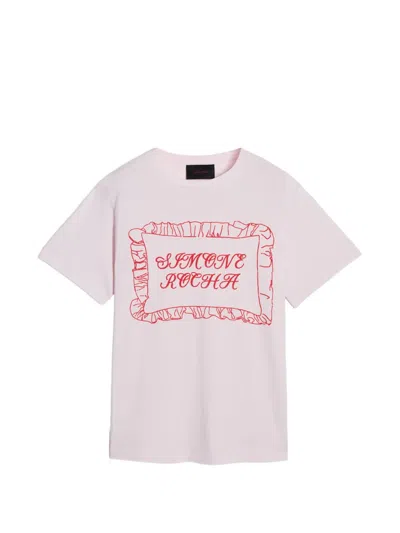 Simone Rocha Pillowcase T-shirt Mit Logo-print In Pink