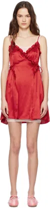 Simone Rocha Negligee Satin Patchwork Ballet Dress In Nude/red