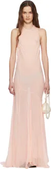 Simone Rocha Pink Bow Detail Halter Maxi Dress In Powder Pink