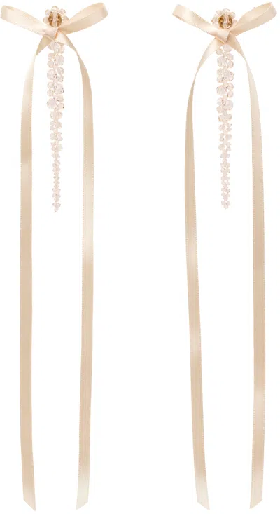 Simone Rocha Pink Bow Ribbon Drip Earrings In Nude/rose