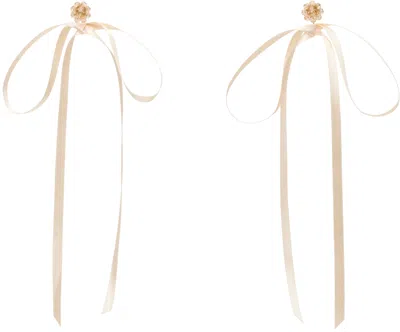 Simone Rocha Pink Bow Ribbon Stud Earrings In Nude/rose
