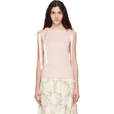 Simone Rocha Pink Bow Ribbon Tail Tank Top