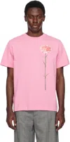 Simone Rocha Pink Carnation Print T-shirt In Bright Pink