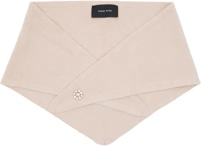 Simone Rocha Pink Embellished Cashmere Neckerchief Scarf