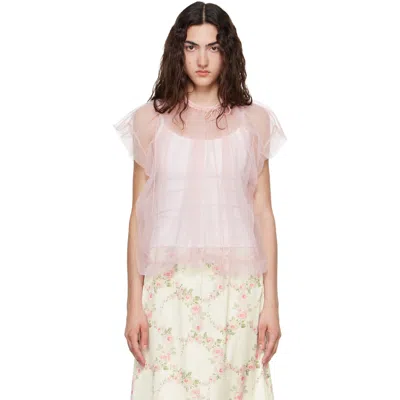 Simone Rocha Pink Gathered Cord Blouse In Soft Pink