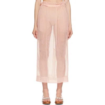 Simone Rocha Pink Gathered Waist Cord Midi Skirt
