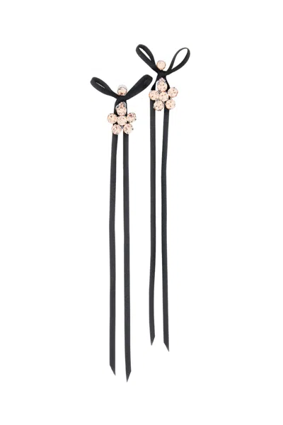 Simone Rocha Pink Mini Daisy Crystal Drop Earrings In Black