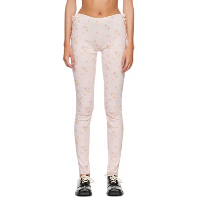 Simone Rocha Pink Pointelle Ruffle Frill Leggings In Multi