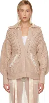 Simone Rocha Pink Sculpted Chunky Knit Cardigan In Neutral