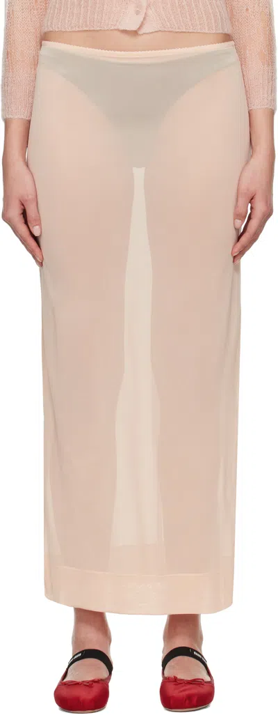 Simone Rocha Pink Sheer Column Midi Skirt In Nude