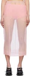 Simone Rocha Pink Sheer Slit Pencil Midi Skirt In Pink