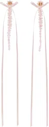 Simone Rocha Pink Slim Bow Ribbon Drip Earrings In Pale Pink