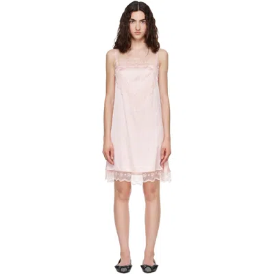 Simone Rocha Pink Square Neck Lace Trim Minidress