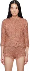 Simone Rocha Pink Tinsel Knit Cardigan In Pink