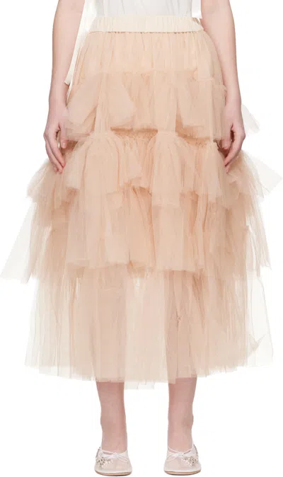 Simone Rocha Pink Tutu Midi Skirt In Brown