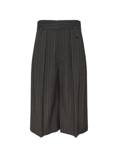 Simone Rocha Pinstripe Pleated Shorts In Black