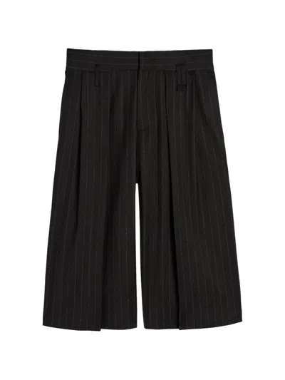 Simone Rocha Pinstriped Wide-leg Shorts In Black