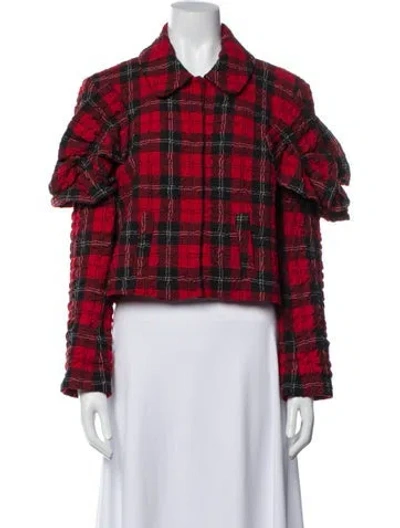 Pre-owned Simone Rocha Plaid Print Jacket In Red