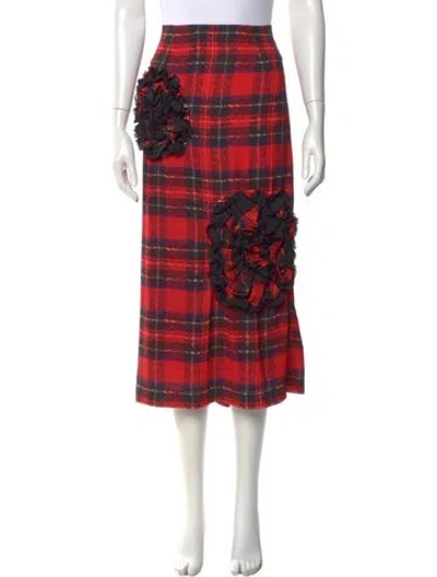 Pre-owned Simone Rocha Plaid Print Midi Length Skirt In Red