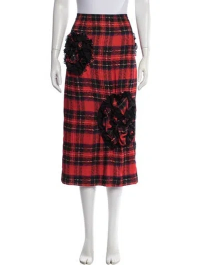 Pre-owned Simone Rocha Plaid Print Midi Length Skirt In Red