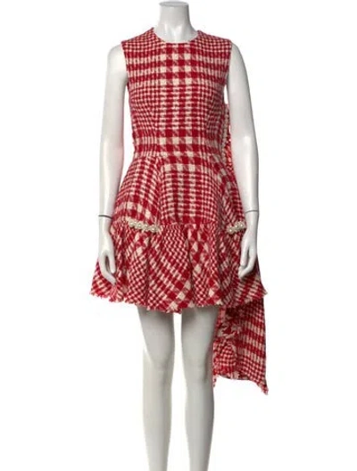Pre-owned Simone Rocha Plaid Print Mini Dress In Red