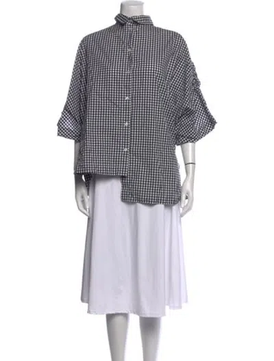 Pre-owned Simone Rocha Plaid Print Three-quarter Sleeve Blouse In Multicolor