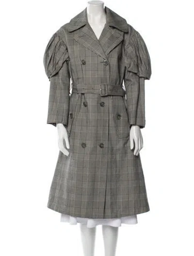 Pre-owned Simone Rocha Plaid Print Trench Coat In Gray