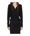 Simone Rocha Plaited Tinsel Hood Knitted Cardigan In Black