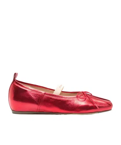 Simone Rocha Pleated Ballet Shoes In Red