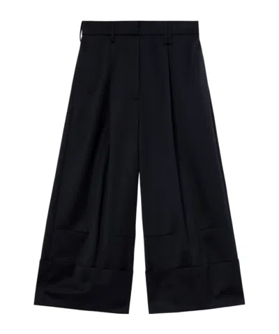 Simone Rocha Sculpted Cropped Wide Leg Trousers Charcoal In Black