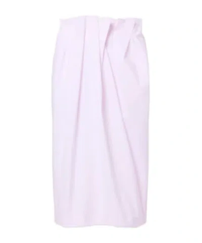 Simone Rocha Pleated Cotton Pencil Skirt In Pink