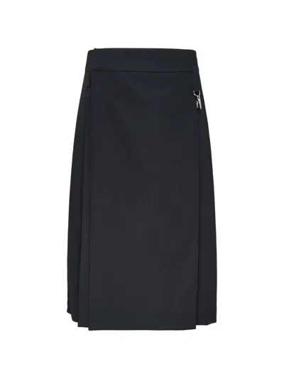 Simone Rocha Pleated Kilt-style Midi Skirt In Gray
