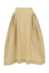 Simone Rocha Pleated Maxi Skirt With Discreet Zip Closure In Neutral