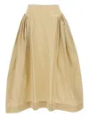 Simone Rocha Pleated Maxi Skirt With Discreet Zip Closure In Neutral