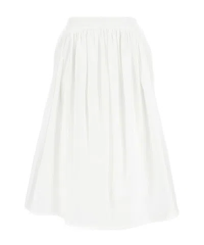Simone Rocha Pleated Midi Skirt In White