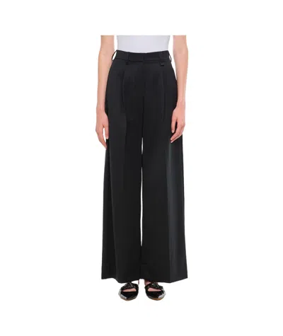 Simone Rocha Pleated Wide-leg Pants In Black