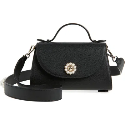 Simone Rocha Pochette Valentine Leather Crossbody Bag In Black/pearl
