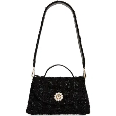 Simone Rocha Pochette Valentine Tweed Shoulder Bag In Black