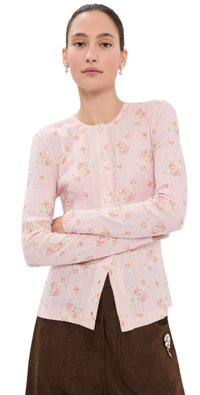 Simone Rocha Pointelle Daisy Cardigan Pale Pink/pearl