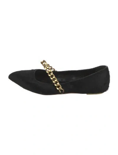 Pre-owned Simone Rocha Ponyhair Mary Jane Flats In Black