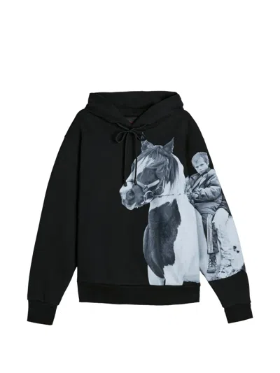 Simone Rocha Pony-print Hoodie In Black