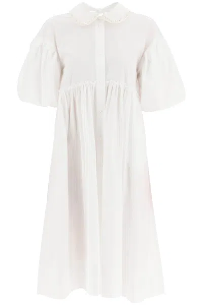Simone Rocha Poplin Dress With Puff Sleeves Women In White
