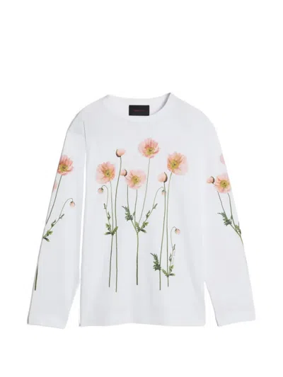 Simone Rocha Poppy Field-print Long-sleeve T-shirt In White
