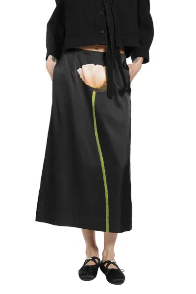 Simone Rocha Poppy Motif Pencil Skirt In Black