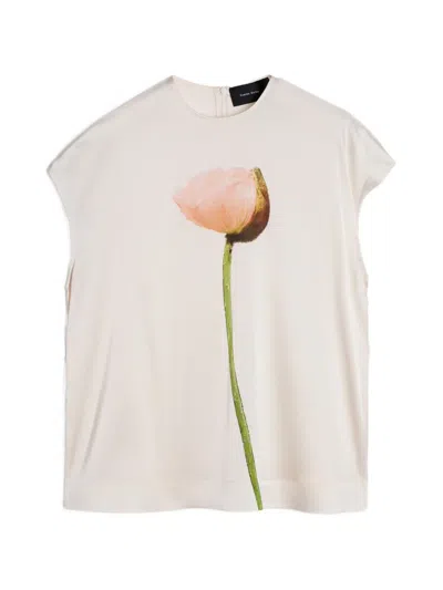 Simone Rocha Poppy-print Blouse In Neutral